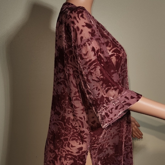 Arizona Jean Company Red Velvet Robe with Wide Sleeves - Picture 6 of 9